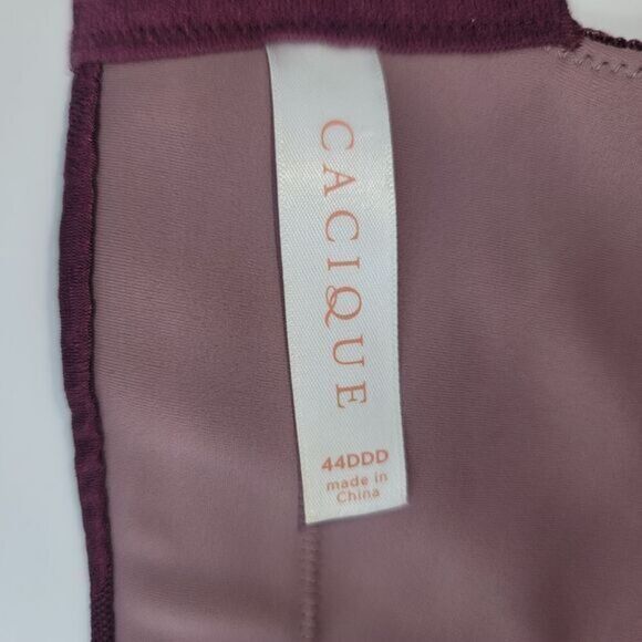 Lane Bryant Cacique Collection  Push Up Floral Lace Pattern  Burgundy Bra  44DDD - Picture 5 of 7